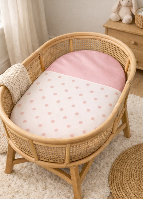 Rose Pink Dot Bassinet Sheet