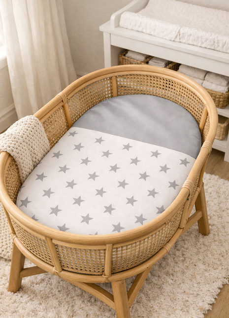 Cozy Silver Star Bassinet Sheet